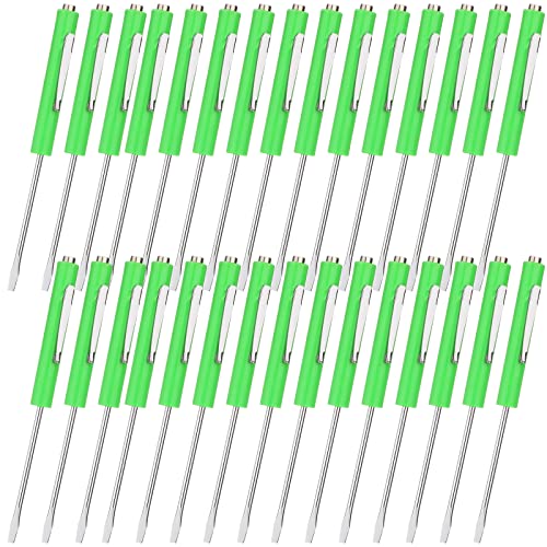 30 Pcs Pocket Screwdriver Mini Tops and Pocket Clips Magnetic Slotted Screwdriver Pocket with Magnet Small Slotted Screw Driver for Mechanical Electrician Technician Repair Tool (Green)