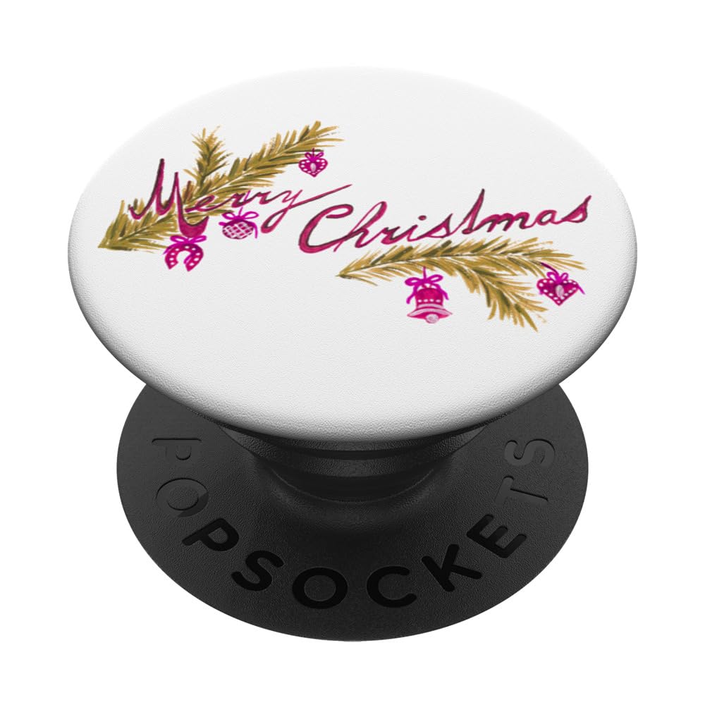 Merry Christmas Words Artistic Design PopSockets Swappable PopGrip
