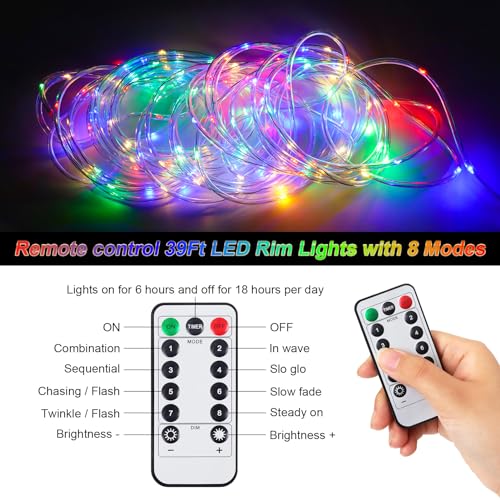 56 ft Remote Control LED Lights for Above Ground Pools, Waterproof Submersible Rim Lights, 8 Modes Colors Changing Pool LEDs Strip Light, Outdoor Rope Lights for Frame Pool Deco(Fit 14 ft Pool)