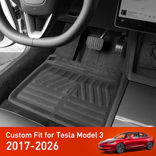 Image of Car Floor Mats for Tesla Model 3 2017-2026 3 PCS Front Rear XPE Accessories | Smart Package Factory Direct XPE Material All Weather Easy-install Odorless Waterproof No Trim Non-slip Easy-clean Durable
