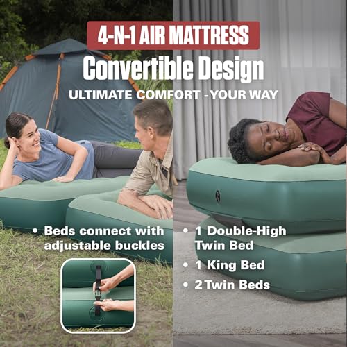 Image of Coleman 10 inch Quickbed 4-N-1 Air Mattress | Converts Between Twin and King Size | for Indoor and Outdoor Use