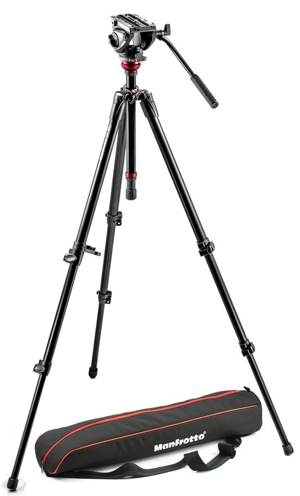 Manfrotto 055 Treppiede Video Con Testa 502 - Kit Alluminio Per Videocamere E Fotocamere, Professionale - Foto 6