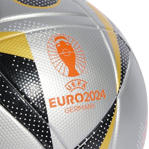 Adidas Football EURO24 League Silver Met Unisex Football Official League Matches Balls Fussballliebe Finale League Football, Size 5 (Color - Silver Metallic/Gold Metallic/Black/Solar Red) 4 51j7inBDowL