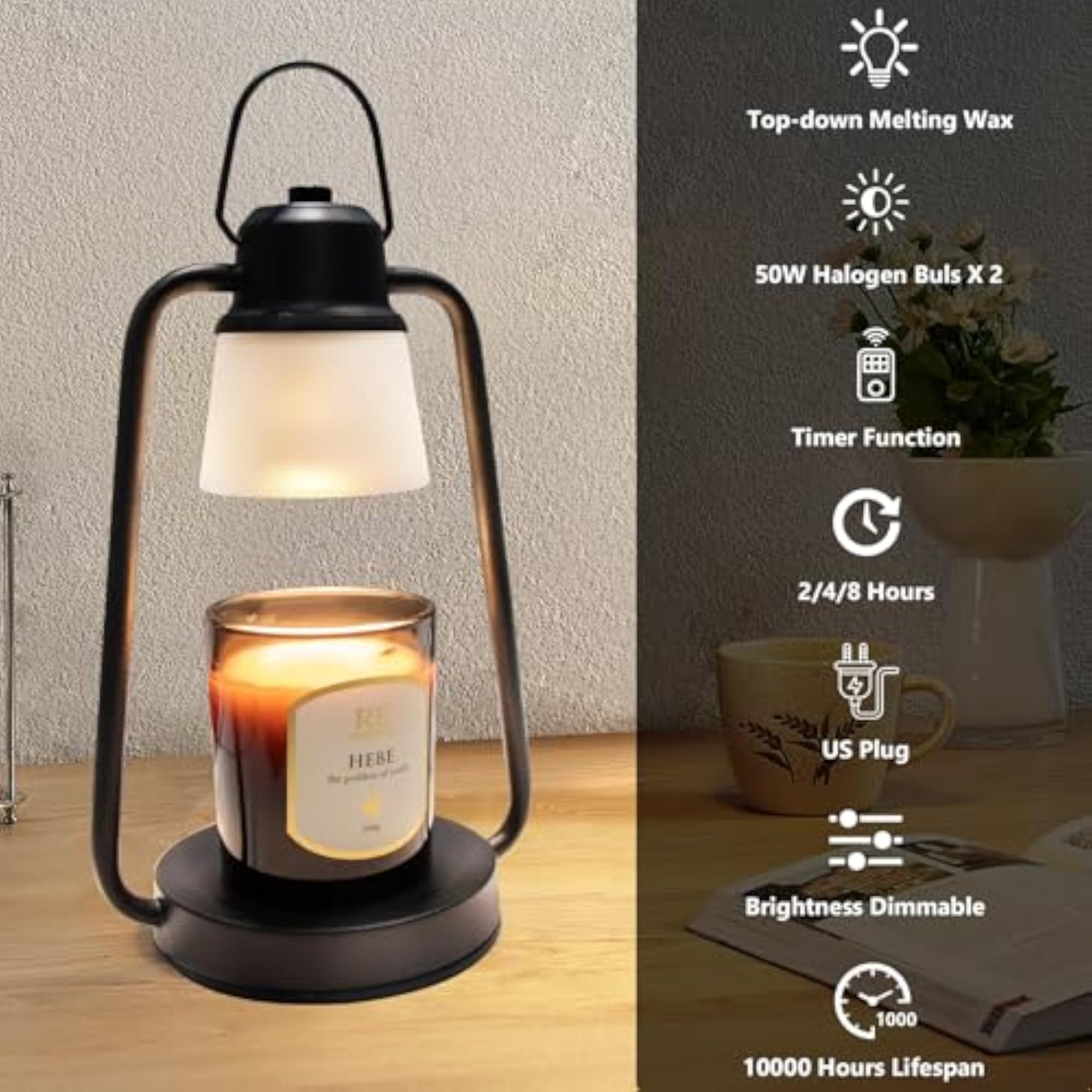 Candle Warmer Lamp with Dimmable Timer