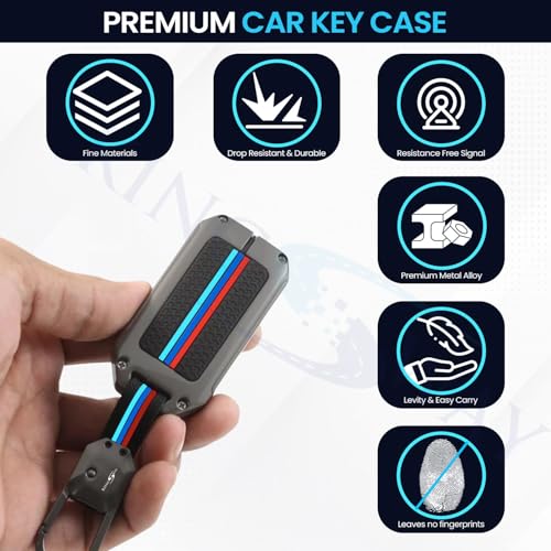 Image of KINGSWAY Honda Car Key Cover and Keychain Perfect Shape and Compatible with 3 Buttons Smart Key of All Honda Cars, Remote Key Shell, Key Case, Car Key Chain Cover, 360 Protection, Gunmetal Grey
