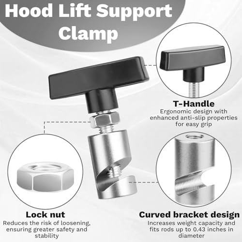 Image of ecocstm 2 PCS Car Hood Prop Struts Clamp, Hood Strut Clamp, Car Hood Holder