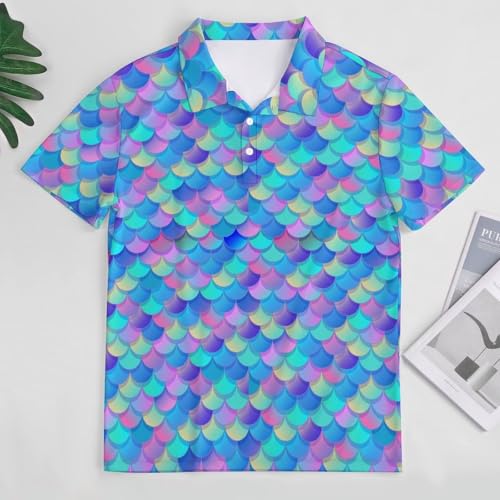 Polo de golf pour homme doux motif écailles de poisson