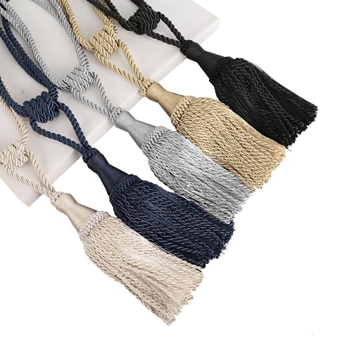 HedongHexi 2 Pack Curtain Tiebacks with Tassel,Modern Rope Window Curtain Ties Backs for Draperies, Outdoor Elegant Decorative Curtain Holdbacks - Thumbnail 7
