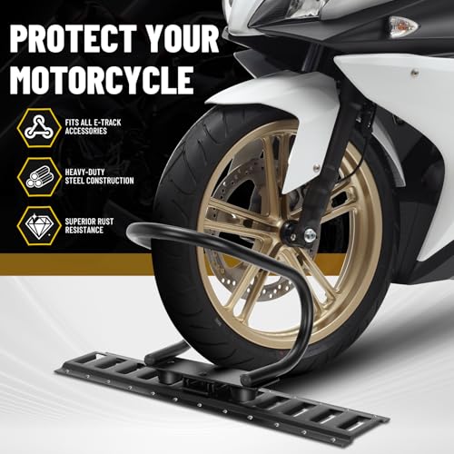 Image of 4Pcs E Track Wheel Chock with Trailer Floor Rubber Pad |E Track Accessories for Enclosed Trailer Motorcycle Wheel Chock for Trailers for System for Enclosed Trailer Hold Dirt Bike, Motorcycle Tire