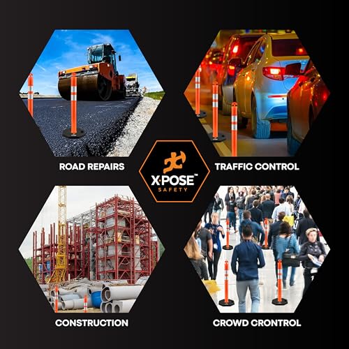 Image of Xpose Safety 45 inch Orange Delineator Posts with Base, Half Pallet 48-Pack