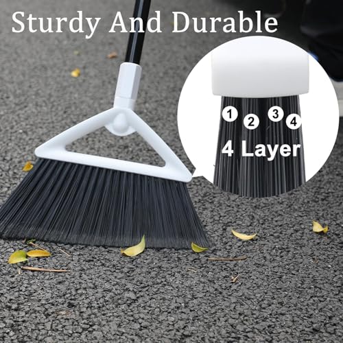 Image of Heavy Duty White Angle Broom with Long Handle - 2 Pack
