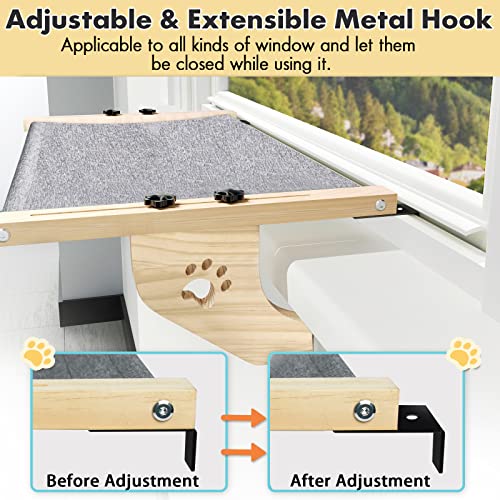 Amosijoy Cat Sill Window Perch Sturdy Cat Hammock Window Seat With Wood & Metal Frame For Large Cats, Easy To Adjust Cat Bed For Windowsill, Bedside, Drawer And Cabinet (Xl) #TOP1