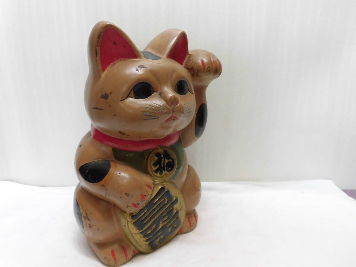 ★ 黒色の招き猫 漆器製 約35cm ★ 大正時代・アンティーク‼️ ☆ 黒色の招き猫 漆器製 約35cm ☆ 大正時代・アンティーク