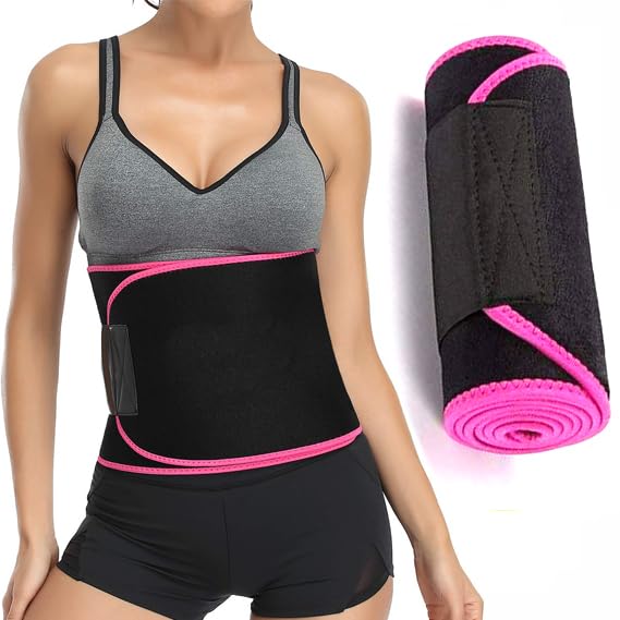 Waist Trainer for Women & Men Lower Belly Fat Trainer Workout Belly Belt and Waist Trimmer for Women & Men Sweat Bands for Stomach Black