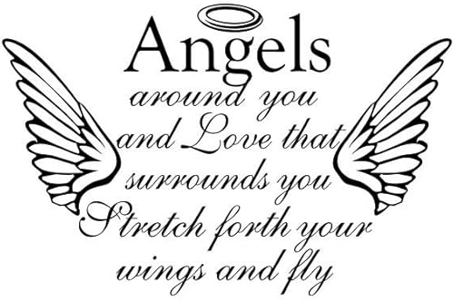 Adhesivo decorativo de vinilo con texto en inglés «Angels Around You and Love That Surrounds You» (Ángeles alrededor de ti y amor que te rodea) de