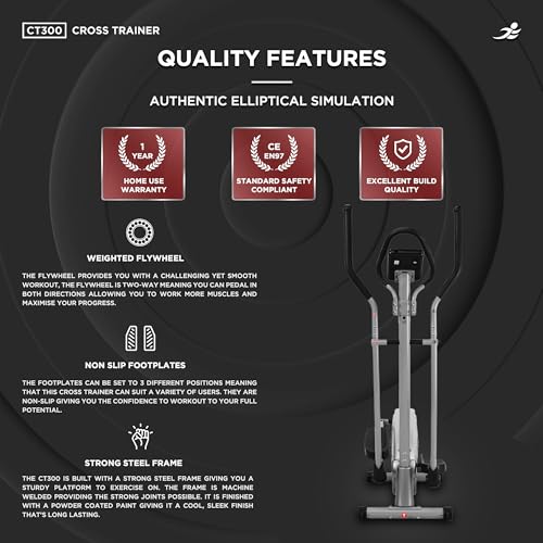 JLL® CT300 Home Luxury Elliptical Cross Trainer, 2025 New Magnetic Resistance Elliptical Fitness Cardio Workout with 8-level Magnetic Adjustable Resistance, Two Way Flywheel. Silver Colour - Image 4