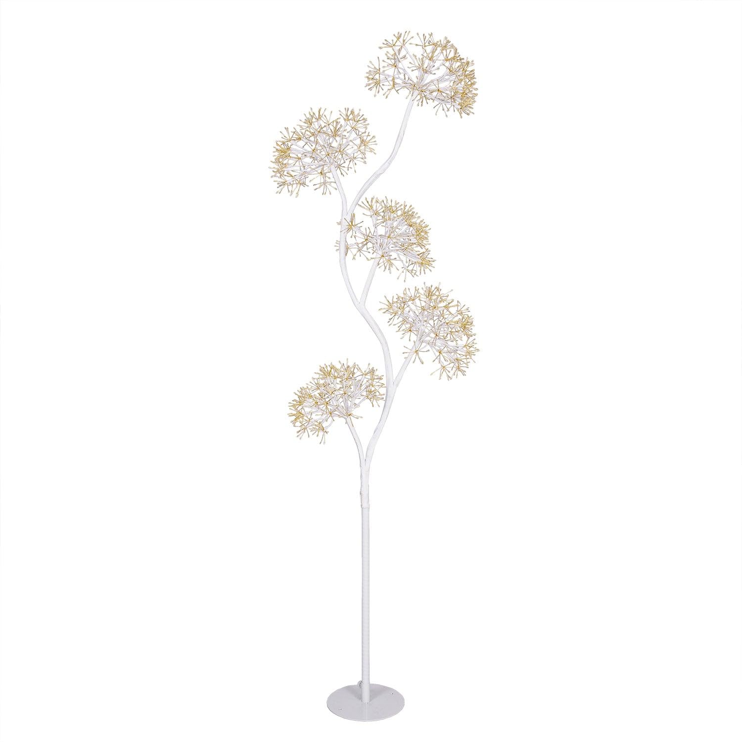 Magie di Natale Ramo di albero 5 sfere RICH con microled bianco caldo per uso interno (Marrone 120 cm)