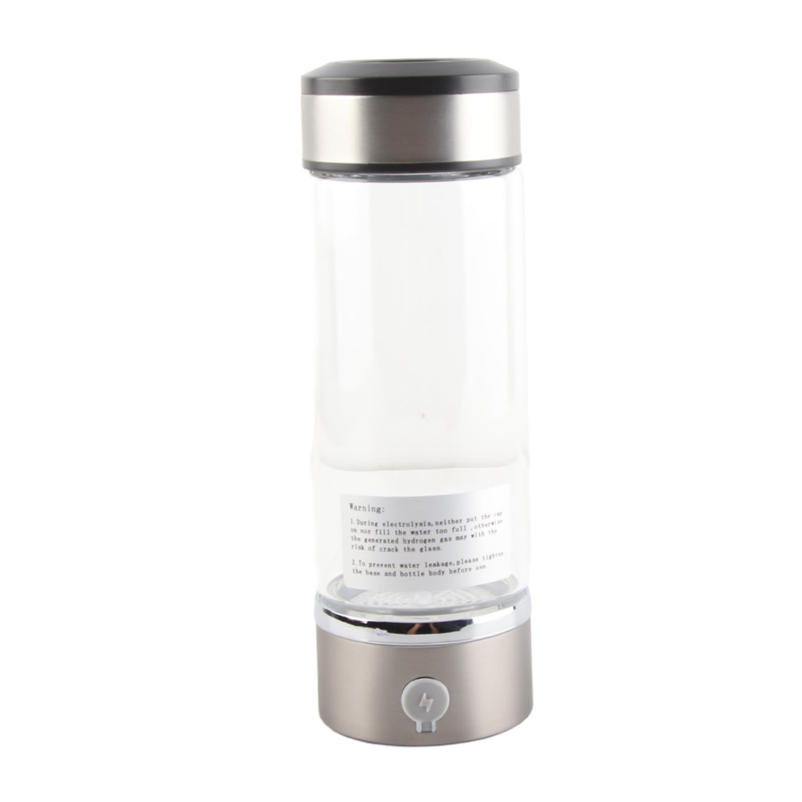Hydrogen Water Bottle, Portable Hydrogen Rich Water Generator, USB Rechargeable, 3 Minutes Quick Electrolyze, Silver, for Home Travel