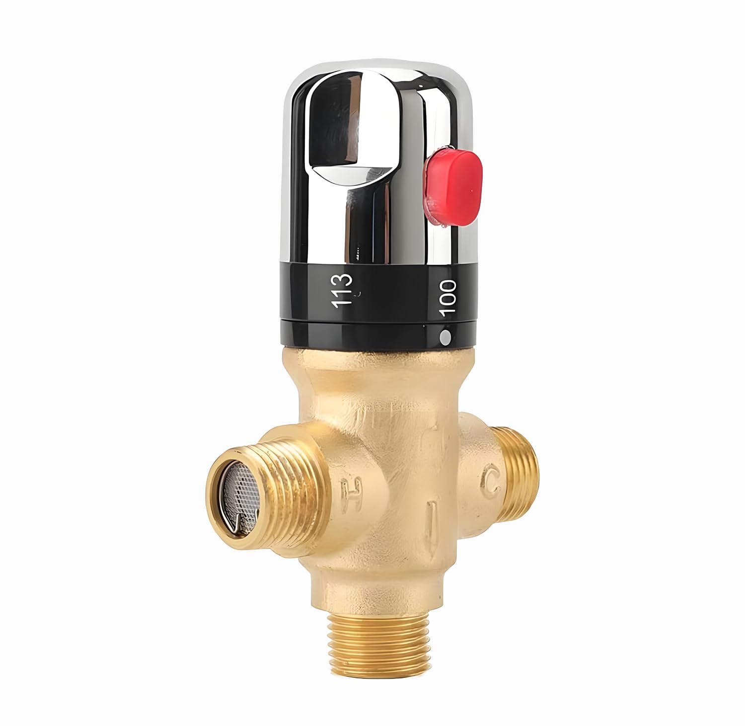 Tremax Valvola di miscelazione termostatica con 1/2 NPT maschio connessioni, Fahrenheit Mark, ottone massiccio