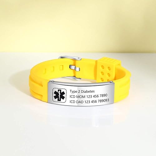 Miniatura 3 de LanM Pulseras de alerta médica de silicona para hombres y hombres, pulsera médica tipo 1, pulsera para diabetes para mujeres, grabado gratuito,