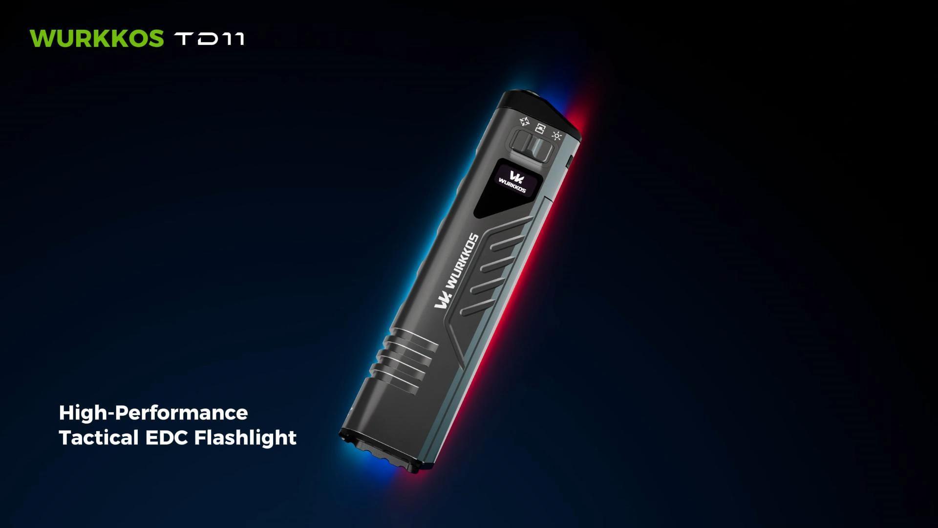 Image of Wurkkos TD11 Tactical Flashlight, 3000 Lumen Slim Flat EDC flashlight, USB-C Rechargeable Flashlights with OLED Display, Dual Tactical Buttons, Spotlight /Floodlight /RGB, IPX6 for Camping & Emergencies