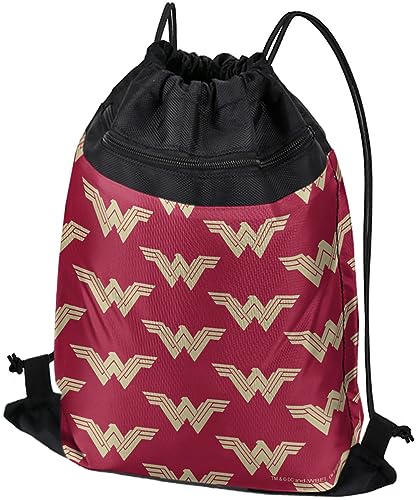 LOGOVISION Wonder Woman Movie Red Logo Pattern Drawstring Backpack Sports Bag Sackpack 17