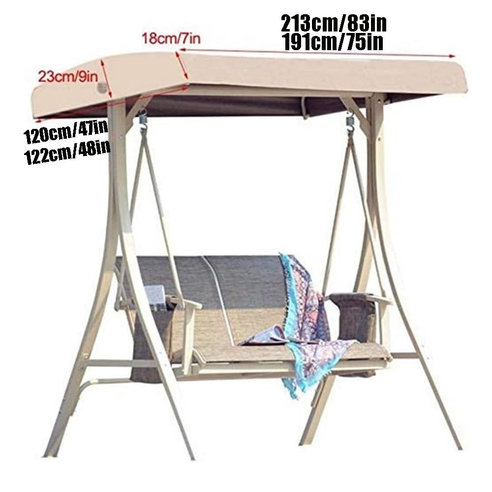 Wodoodporny odporny na promieniowanie UV baldachim do patio huśtawka osłona przeciwsłoneczna dla 23-osobowej zieleni, 210 x 122 x 23 cm, trwała ochrona na zewnątrz