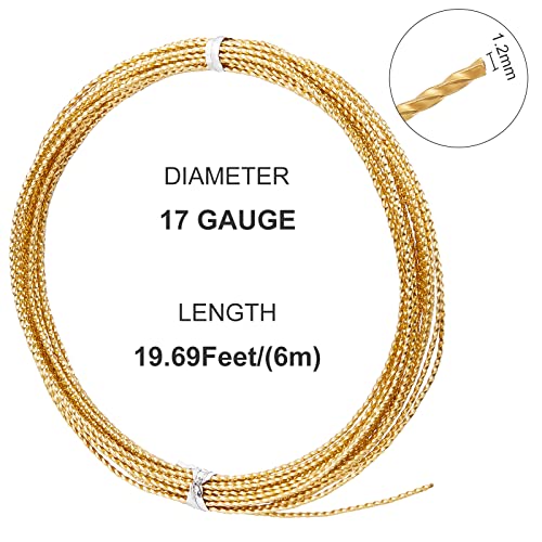 BENECREAT 6m 1.2mm Thick Golden Craft Brass Jewelry Wire, Round Jewelry Twisted Wire for Beading Ring Making and Other Jewelry Crafts - Image 2