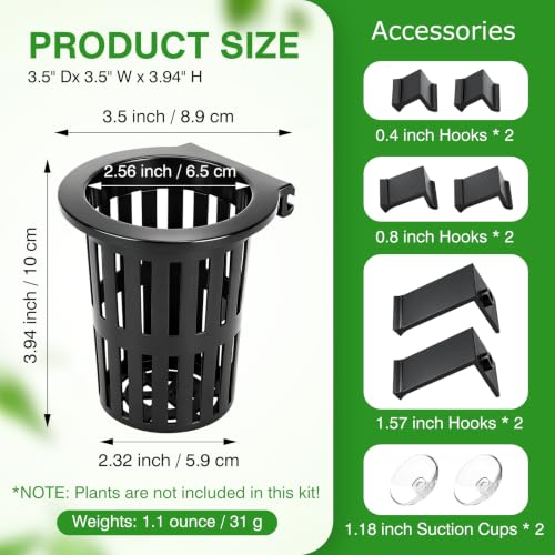 Image of Borlech New Upgraded Large Aquarium Plant Holder with 1.57-inch Extension Hooks and Suction Cups for Fish Tank Aquaponic Plant Cultivation and Aquascape Accessories Decorations (4 PCS)