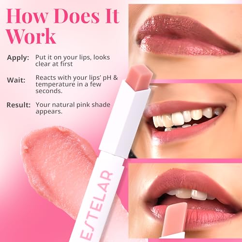 Image of Estelar pH Cherri Glow Lipstick, Color Changing Pink Lip Balm, Personalized Lip Tint pH Stick, Enriched with Sea Buckthorn, Almond and Argan Oil, Hydrating, Long-Lasting, Paraben Free, 2.6g