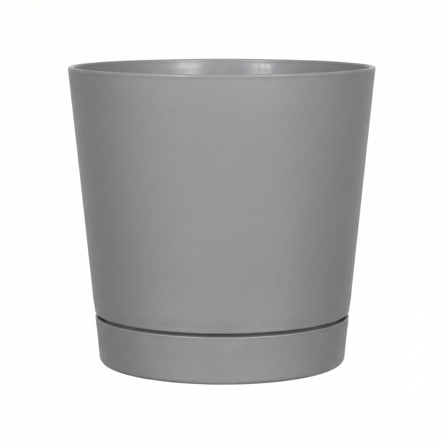 Root & Vessel Majestic Full Depth Round Cylinder Pot, Glossy Gray, 14-Inch