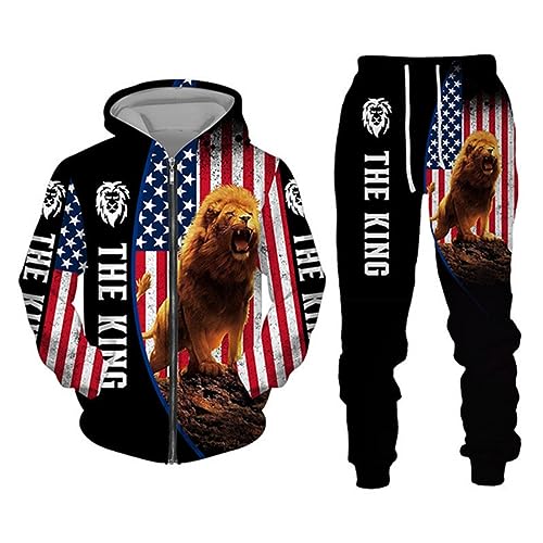 RIAAJ 3D Tiger Pullover Anzug lion Herren Hoodies Jogger Set Leopard Hoodie...