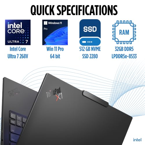 Image of Lenovo ThinkPad X1 Carbon Gen 13 14 inch WUXGA Touchscreen Laptop, Intel Core Ultra 7 268V, 32GB RAM, 512GB SSD, Intel Evo vPro, Copilot+ PC, 3-Year Warranty