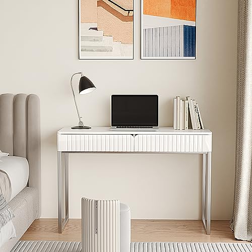 Tamworth Design T101 White Vanity Desk With 2 Drawers thumb #4