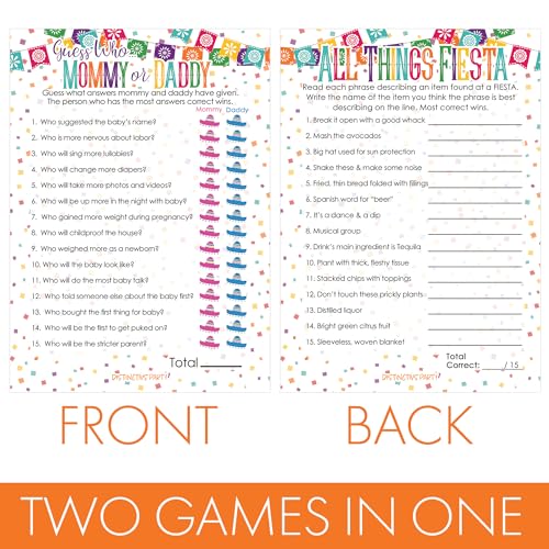 Taco Bout a Baby Fiesta Baby Shower Game Set – Mommy or Daddy Match and All Things Fiesta – 20 Dual-Sided Cards miniatura 3
