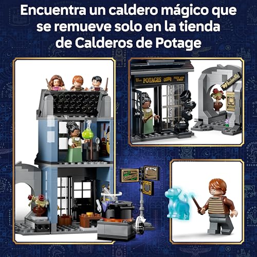 Miniatura 5 de LEGO Harry Potter Tiendas Mágicas del Callejón Knockturn de Juguete - Kit de Maquetas con 8 Minifiguras y Figura de Animal Patronus Coleccionable - Regalo para Niñas y Niños de 8+ Años - 76471