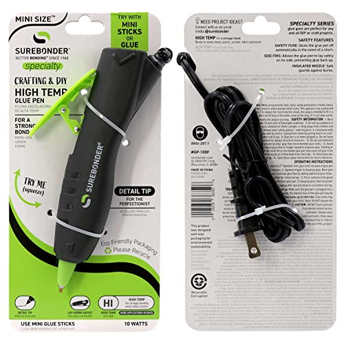 Surebonder GP-100F Ergonomic Detail Tip Mini-Size Hot Glue Pen for Precision Crafting and Repairs, 10 Watts, Corded, Black - Image 5