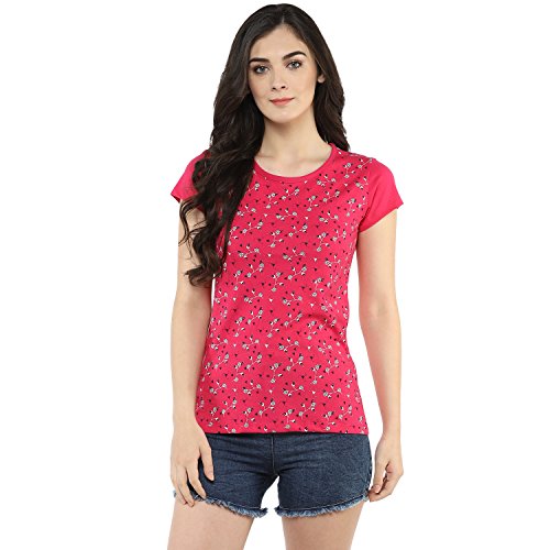 Image of Modeve Women Printed Cotton Blend Half Sleeve Round Neck T-Shirt for Summer