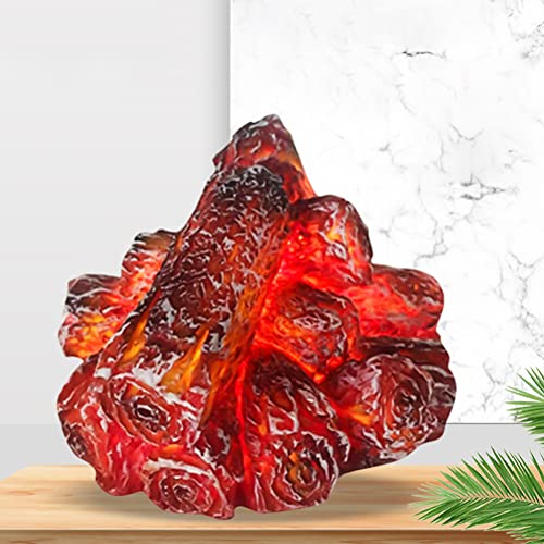 Garosa Lampada LED Simulazione Fiamma di Carbone Elettrica, Luce Notturna Senza Fiamma Alimentata a Batteria per Decorazione Casa, Ornamento da Interno con Effetto Fuoco Realistico