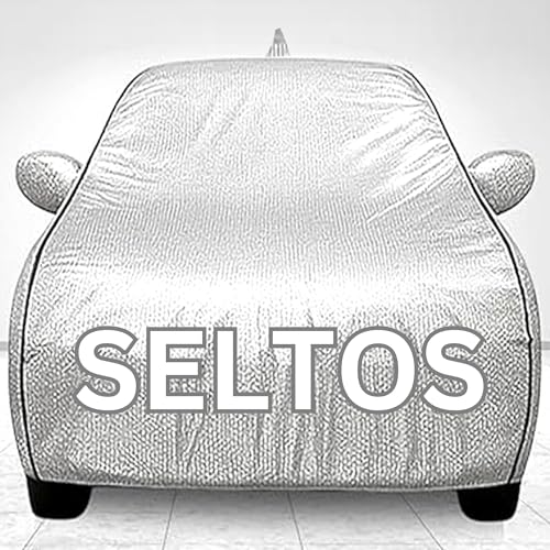 Image of Car Cover for Kia Seltos All Model & Years (2019-2024) 100% Waterproof with Mirror Pockets, Triple Stitched Bottom Elastic Dustproof Full Body Protection Heat & UV Resistant, Silver