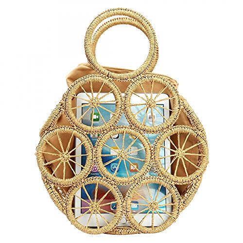 Bolso playero grande de paja para mujer miniatura 4