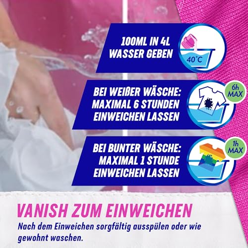 Vanish Oxi Action Gel Pink – 1 x 750 ml – Fleckenentferner und Wäsche-Booster Gel ohne Chlor – Für bunte Wäsche