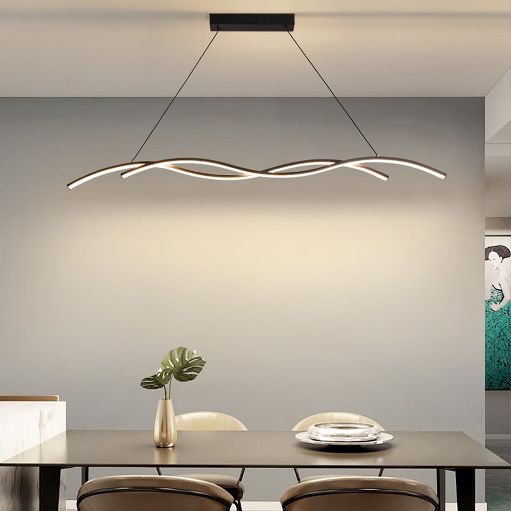 Liniowa lampa wisząca LED Macha żyrandolem Lampa sufitowa Minimalistyczna wyspa kuchenna Oprawa oświetleniowa Jadalnia Oprawa oświetleniowa nad stołem Wiszące żyrandole w trybie 3 kolorów LWX