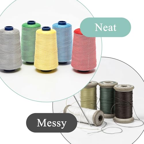 Image of 100PCS Thread Net Spool Saver, Cosmetic Makeup Brush Protective Sewing Embroidery Threads Net Mesh Sewing Thread Cones Nets for Quilting Winding Embroidery Serger Spools White 11.5 * 1cm