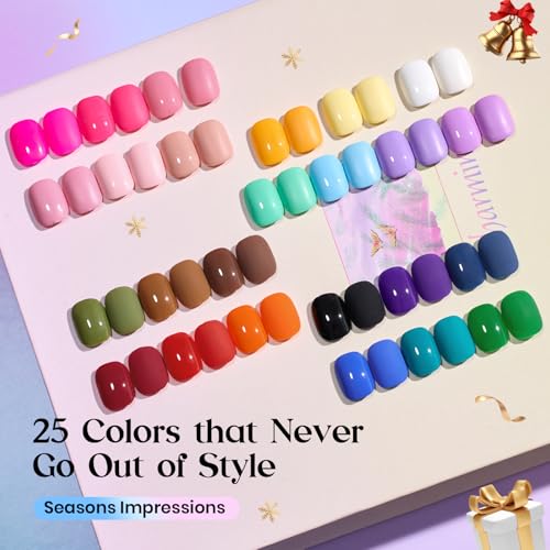 Image of Beetles Summer Gel Nail Polish - Seasons Impressions Collection, 25 Colors Bright Gel Polish White Red Pink Nude Green Purple Blue 4th of Julu Nails Glossy Matte Glitter Top Base Coat Gifts for Women