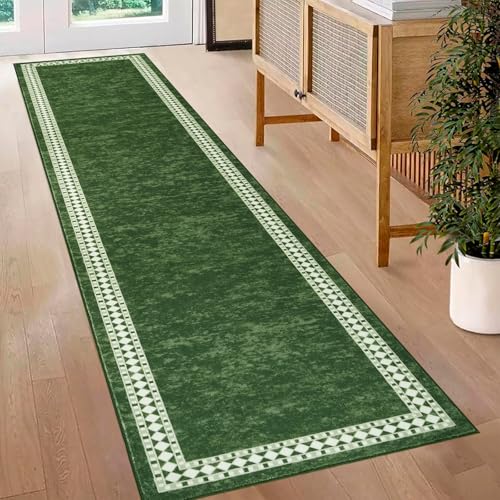 Image of Homcomodar Hallway Runner Green 65x300cm Extra Long Runner Rugs for Hallway Non Slip Low Pile Carpet Runners for Hallways Bedroom Doorway Kitchen Laundry Room