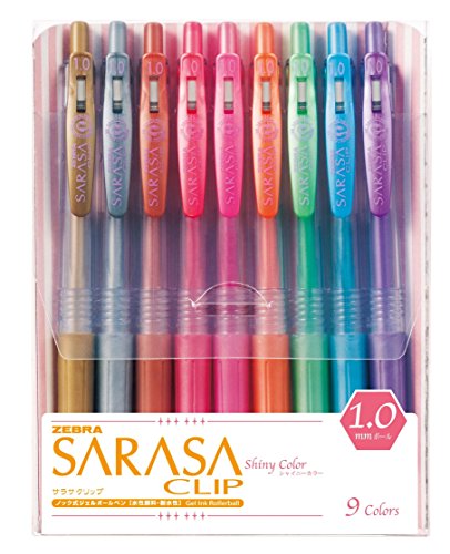 Zebra Sarasa Clip 0,7 set 9 stylos roller gel couleur et or