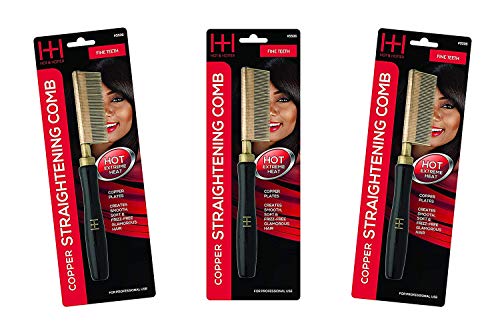 Annie Straightening Comb, Fine Teeth with Copper 3 PACK