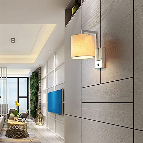 Apliques de pared para salón con interruptor y pantalla textil WQHPLMD 5