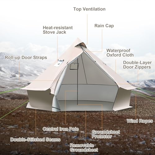 Carpa Yurt para Camping 3 Personas 4 Estaciones 118x118x79 in miniatura 3